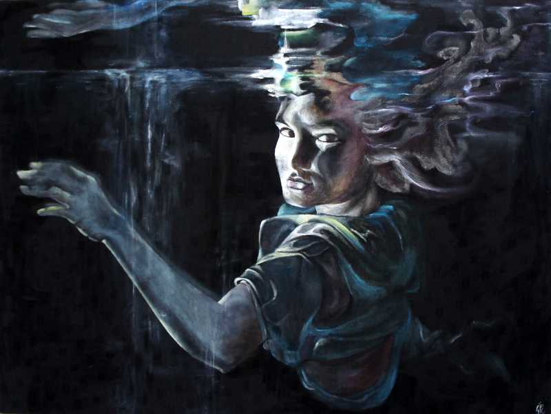 Underwater, one girl